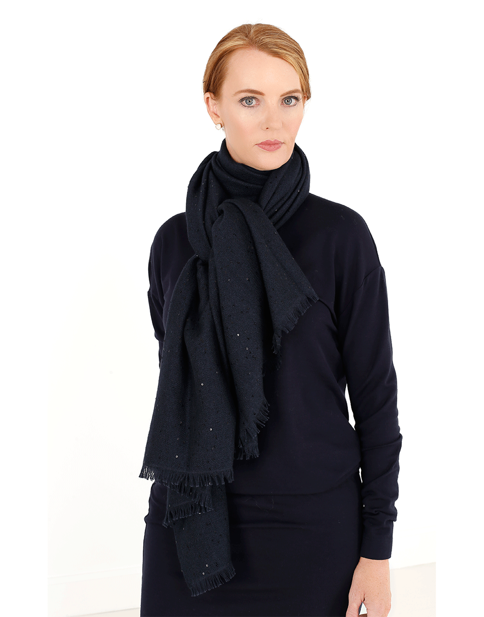 BRUNELLO CUCINELLI-Pailette Scarf-NAVY