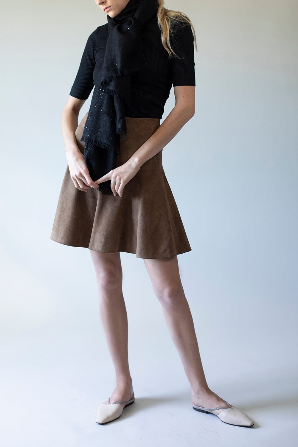 BRUNELLO CUCINELLI-Cashmere Silk Paillette Scarf-NERO