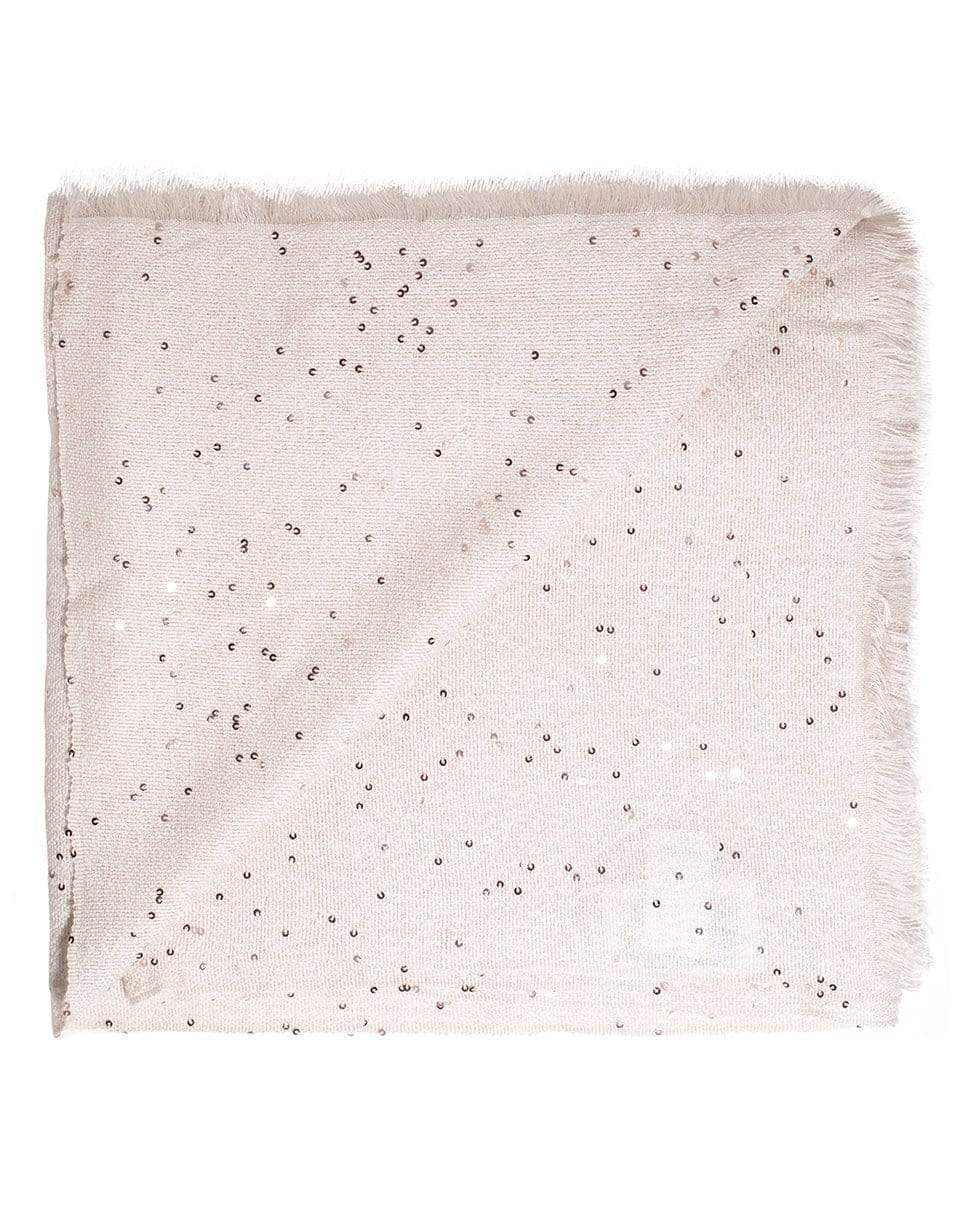 BRUNELLO CUCINELLI-Cashmere Silk Paillette Scarf-OYSTER