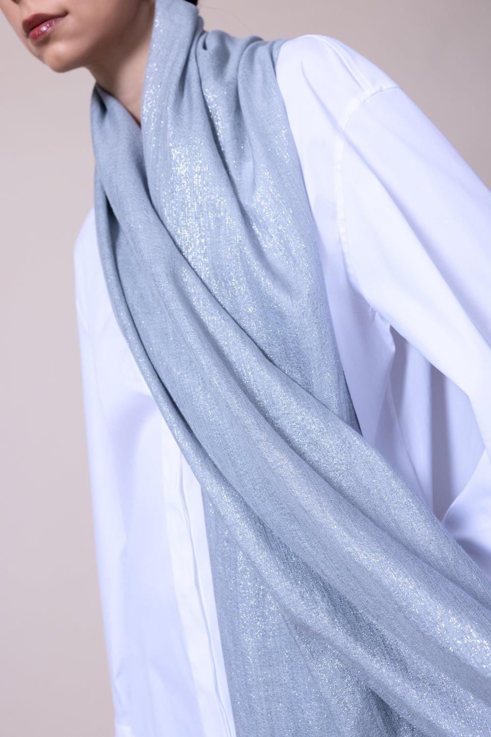 BRUNELLO CUCINELLI-Cashmere Silk Lurex Scarf - Peltro-PELTRO