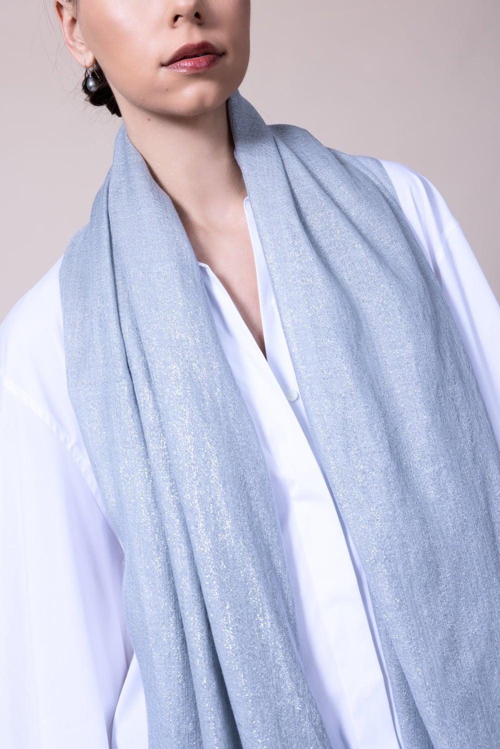 BRUNELLO CUCINELLI-Cashmere Silk Lurex Scarf - Peltro-PELTRO