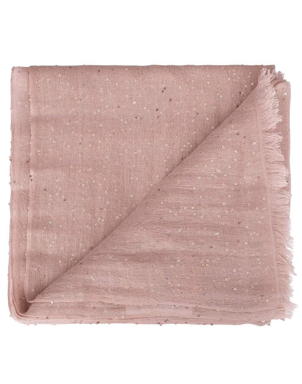 BRUNELLO CUCINELLI-Pink Powder Cashmere Blend Scarf-PINKPWDR