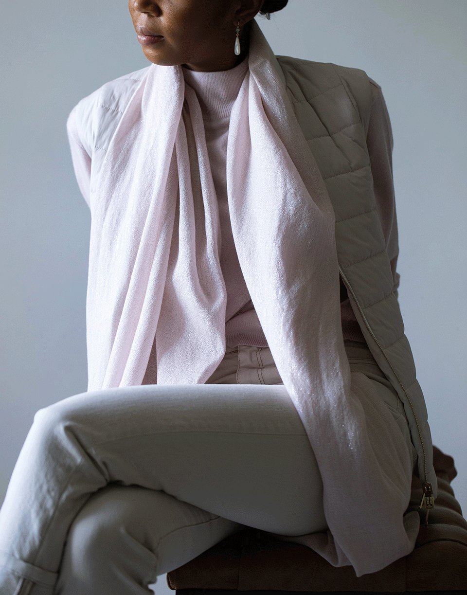 BRUNELLO CUCINELLI-Pastel Pink Cashmere Silk and Lurex Scarf-PSTLPINK