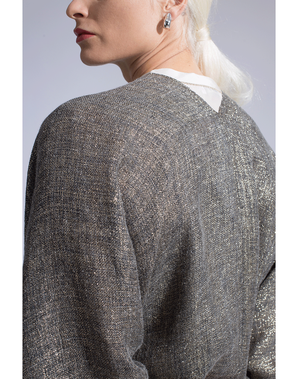 BRUNELLO CUCINELLI-Lurex Open Front Poncho-CHAR/GLD