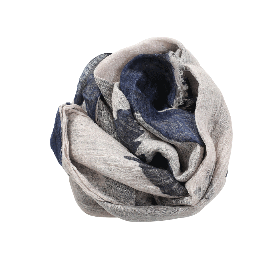 BRUNELLO CUCINELLI-Watercolor Linen Shawl-DEEPSEA