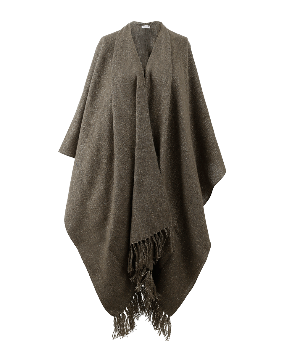 BRUNELLO CUCINELLI-Alpaca Metallic Fringe Poncho-MILITARY