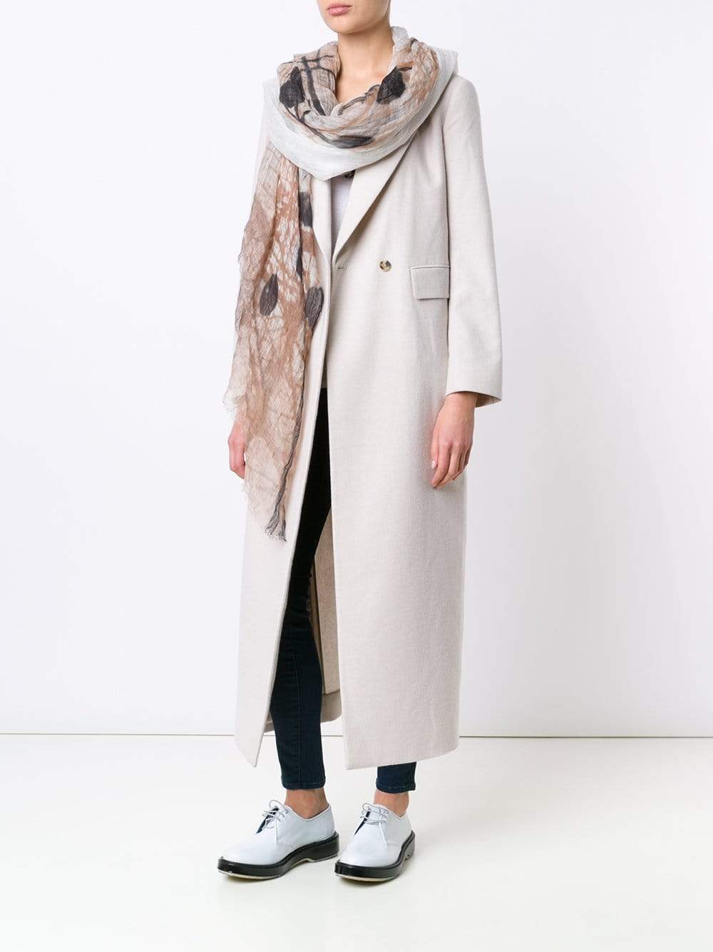 BRUNELLO CUCINELLI-Linen Floral Print Scarf-OAT