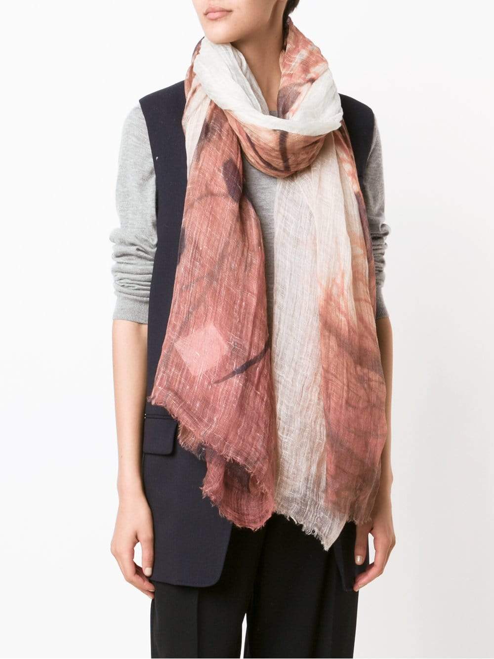 BRUNELLO CUCINELLI-Linen Floral Print Scarf-ROSE