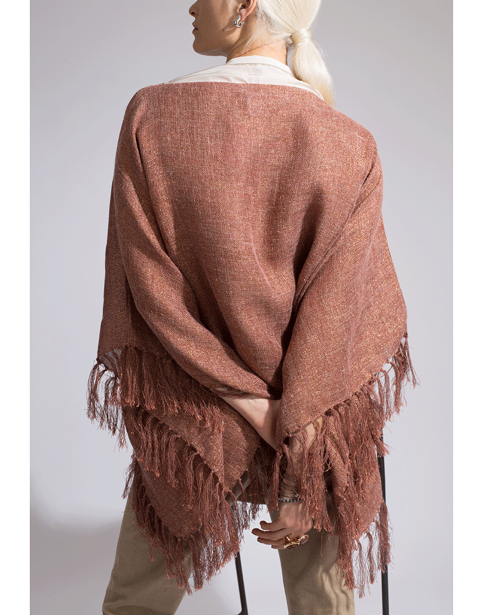 BRUNELLO CUCINELLI-Lurex Pullover Poncho-TURMERIC