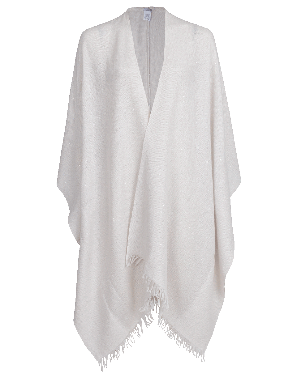 BRUNELLO CUCINELLI-Cash Silk Paillette Poncho-VANILLA