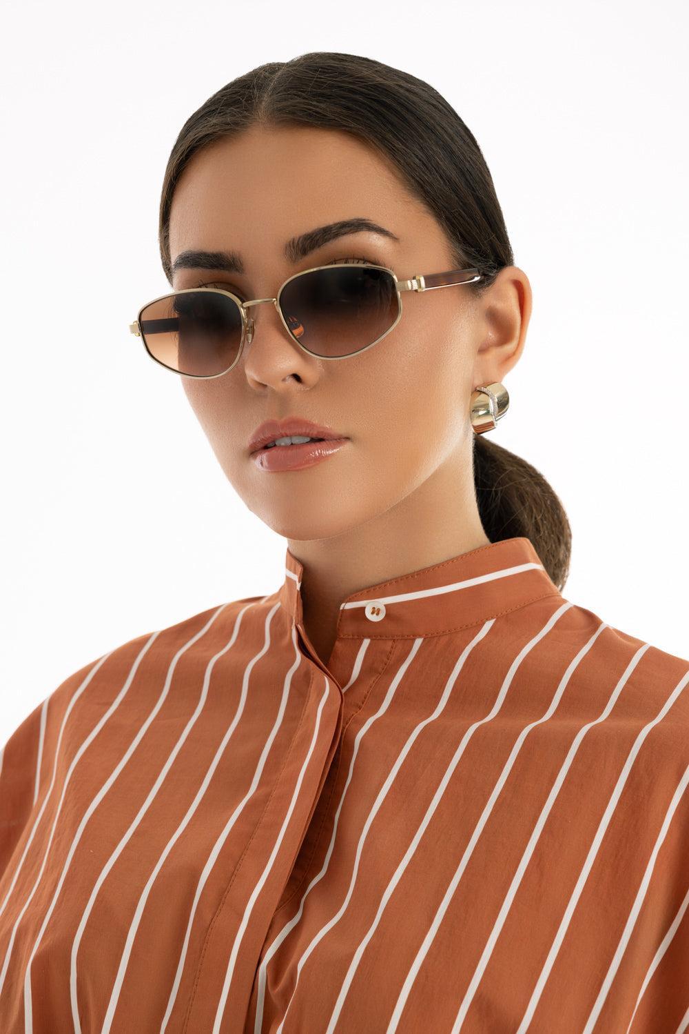 Angled Lens Sunglasses - Orange-GDHAVROM-ACCESSORIESUNGLASSES-BRUNELLO CUCINELLI