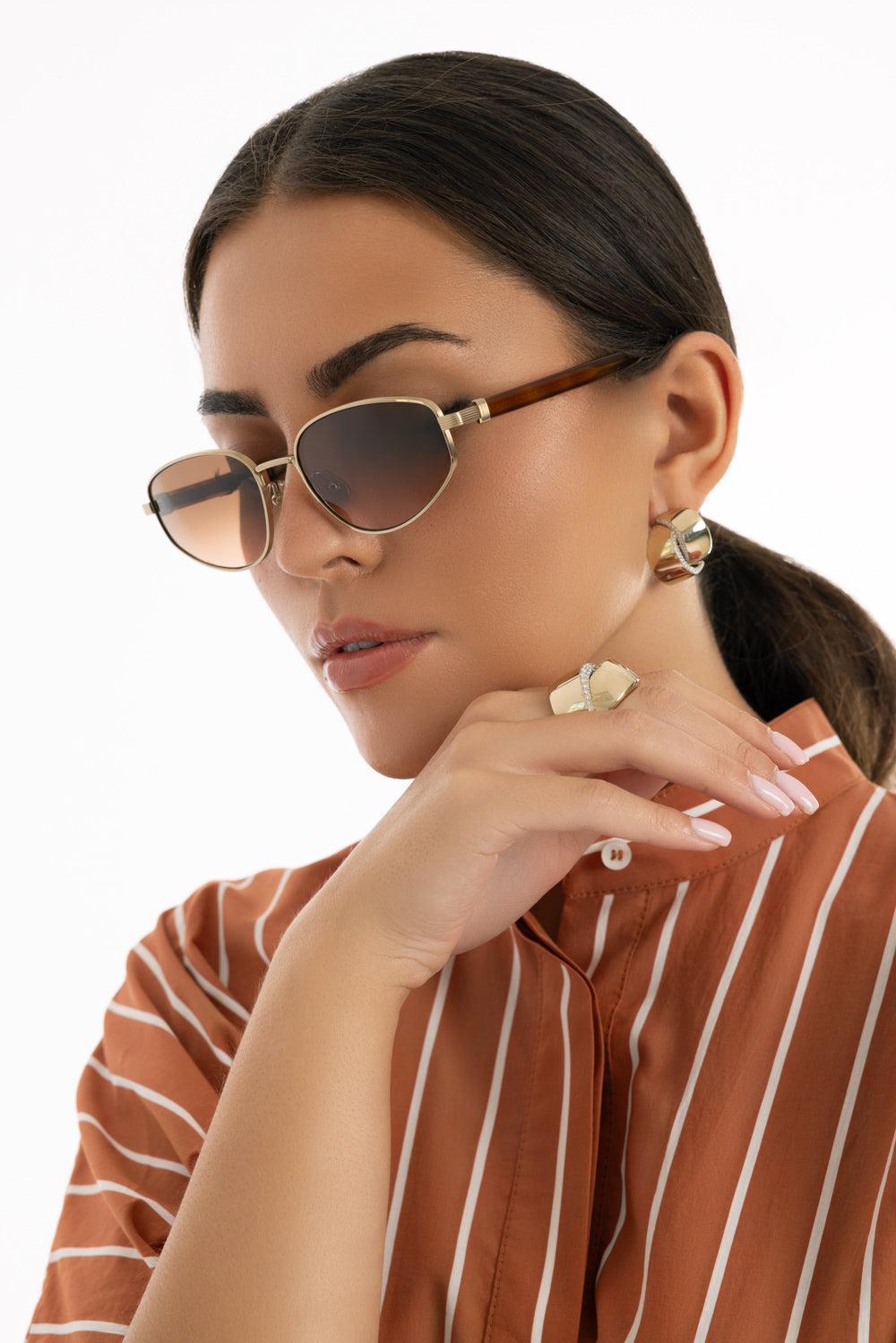 Angled Lens Sunglasses - Orange-GDHAVROM-ACCESSORIESUNGLASSES-BRUNELLO CUCINELLI