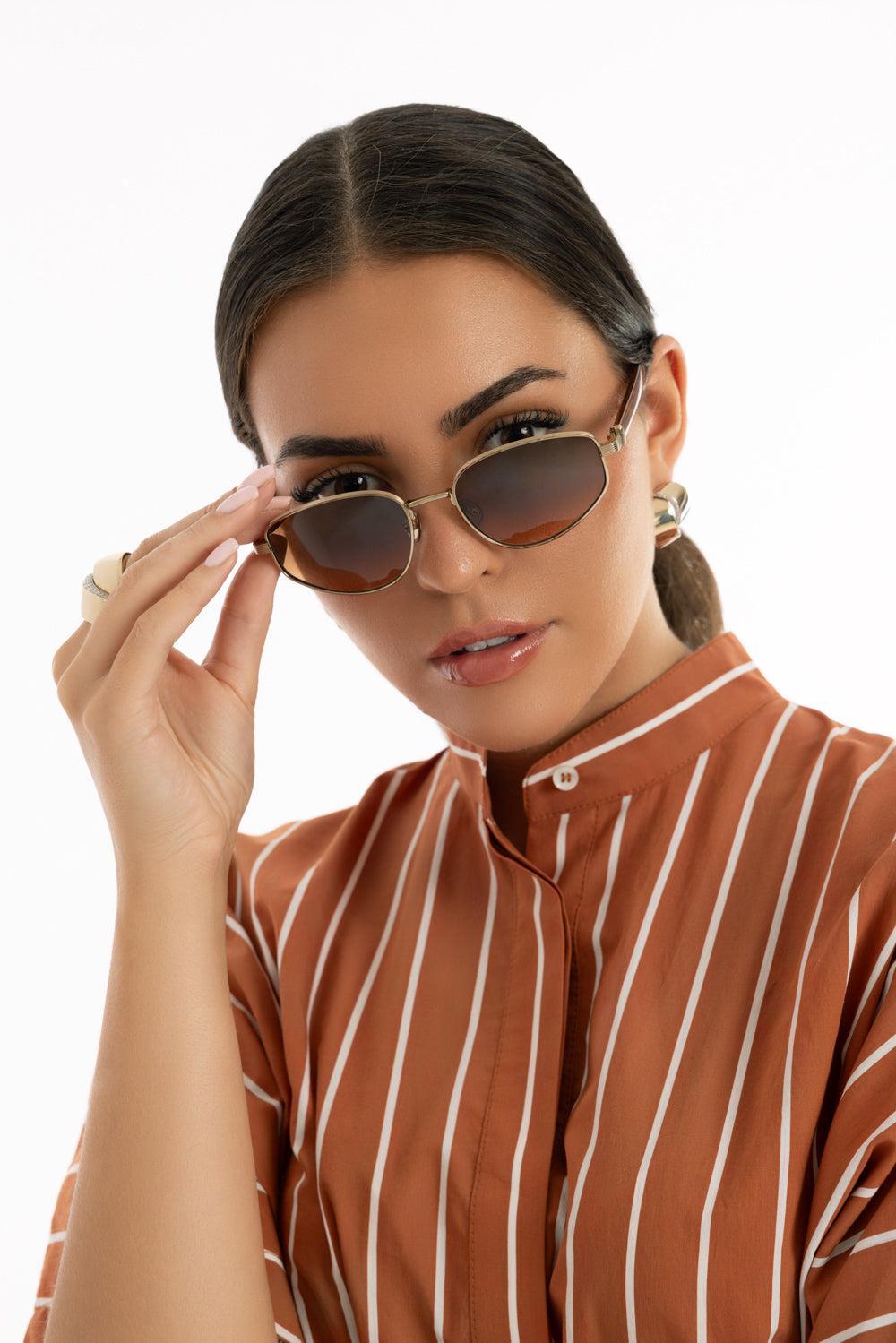 Angled Lens Sunglasses - Orange-GDHAVROM-ACCESSORIESUNGLASSES-BRUNELLO CUCINELLI