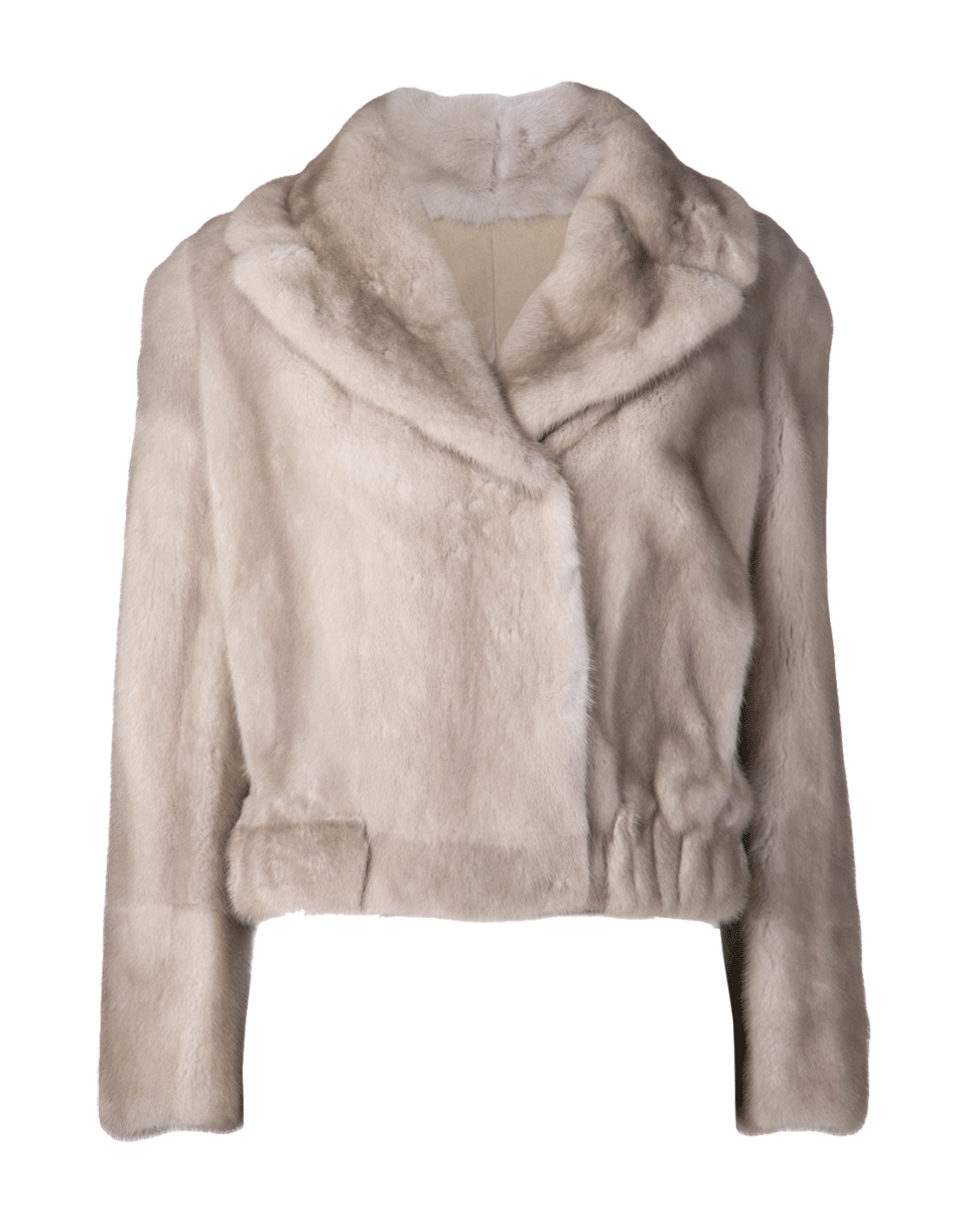 BRUNELLO CUCINELLI-Mink Cropped Coat-DOVE