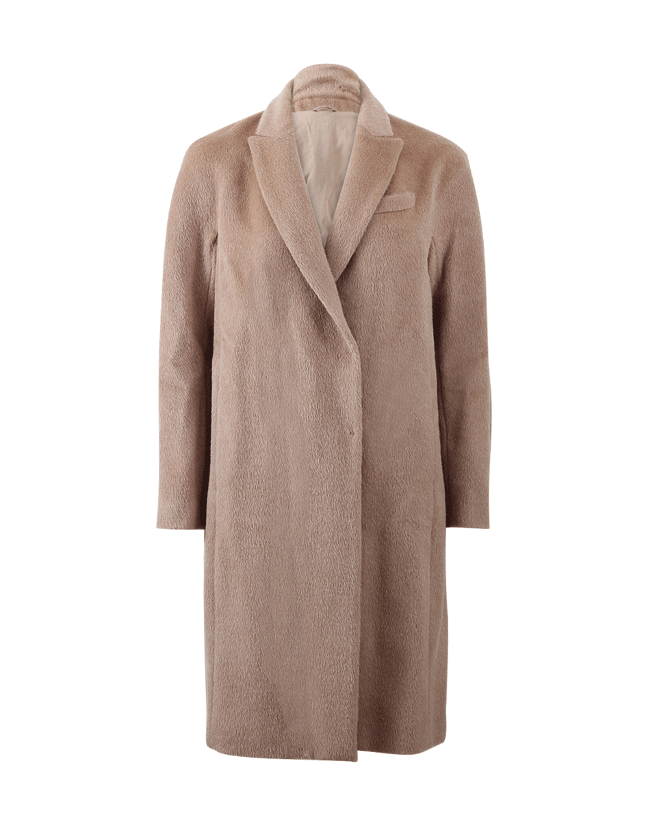 BRUNELLO CUCINELLI-Monili Trim Alpaca Coat-TOFFEE