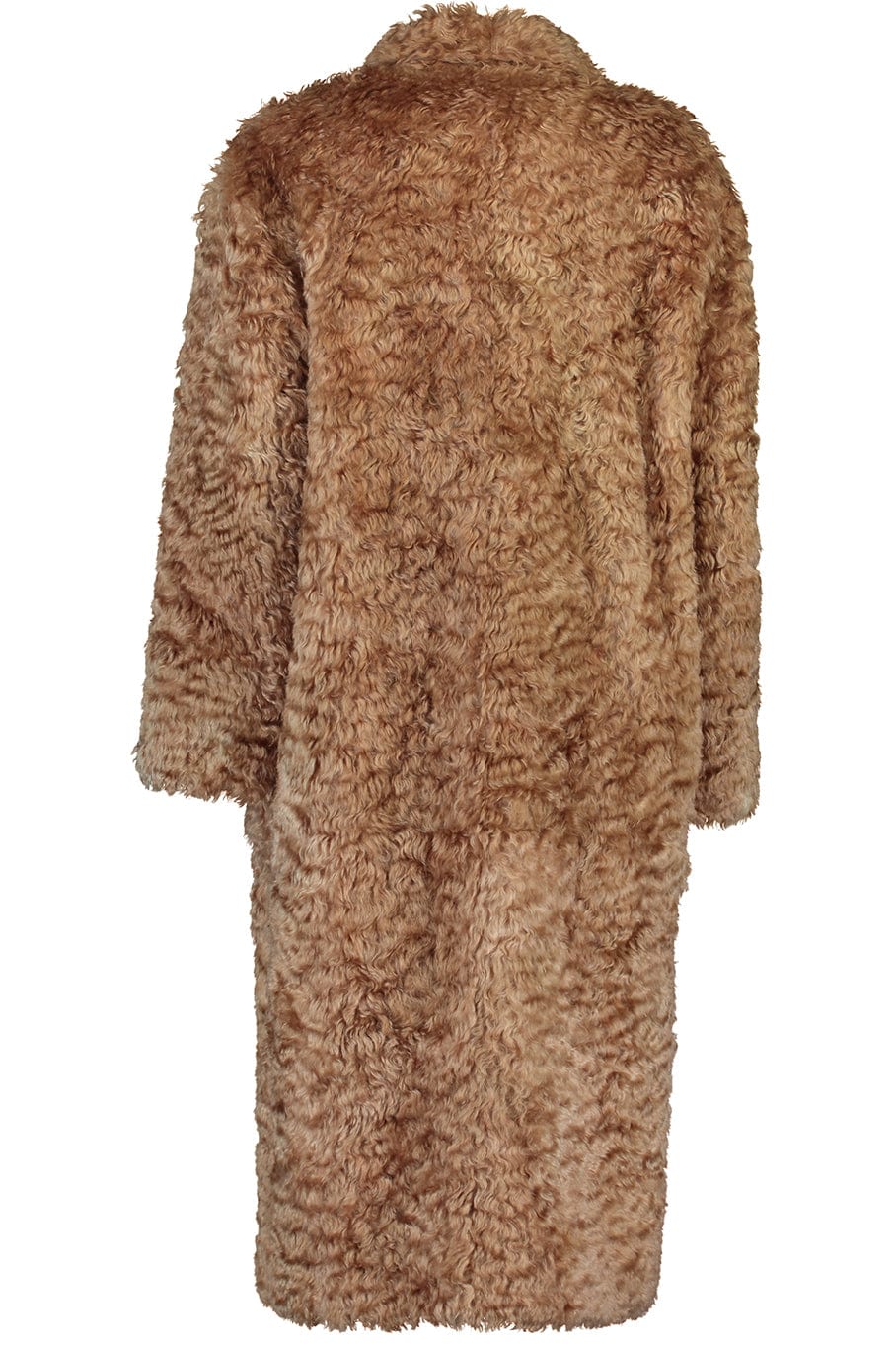 BRUNELLO CUCINELLI-Curly Mohair Double Breasted Coat-CAMEL