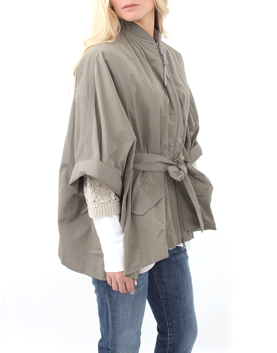 BRUNELLO CUCINELLI-Taffeta Tie Waist Cape-