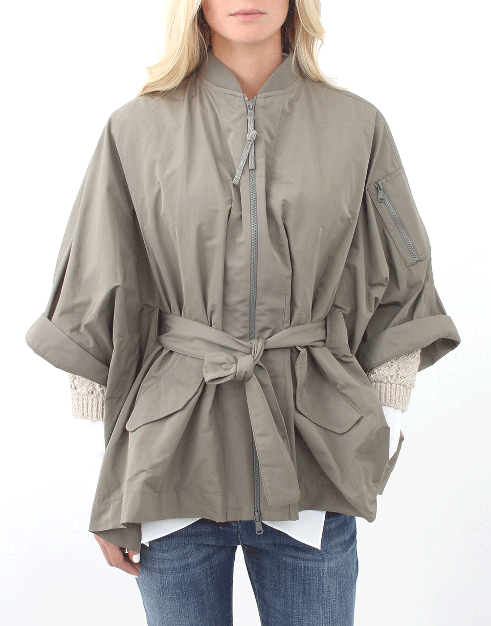 BRUNELLO CUCINELLI-Taffeta Tie Waist Cape-