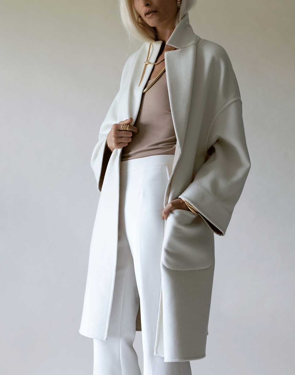 BRUNELLO CUCINELLI-Sand Double Faced Cashmere Snap Front Coat-