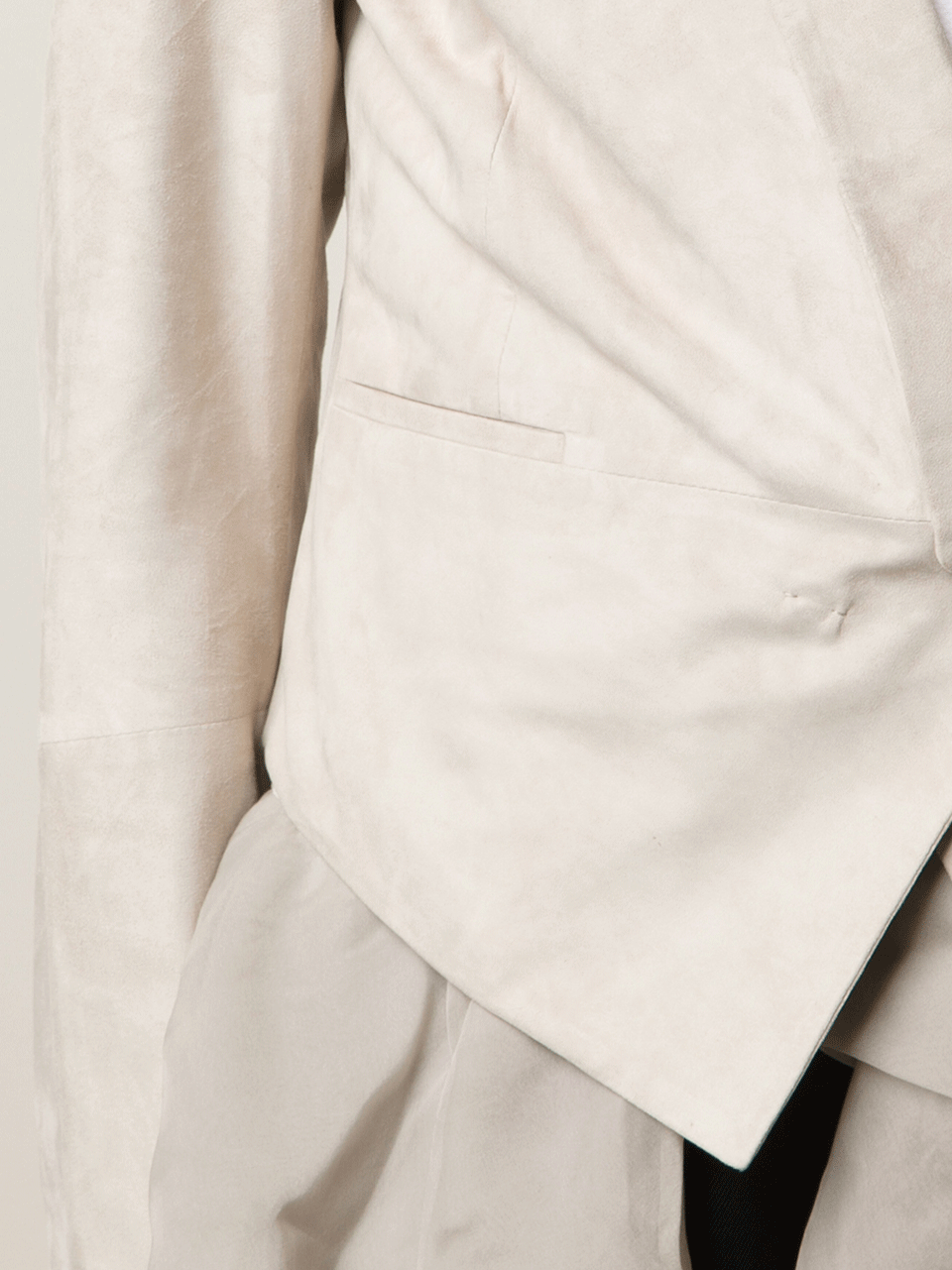 BRUNELLO CUCINELLI-Organza Ruffle Suede Blazer-