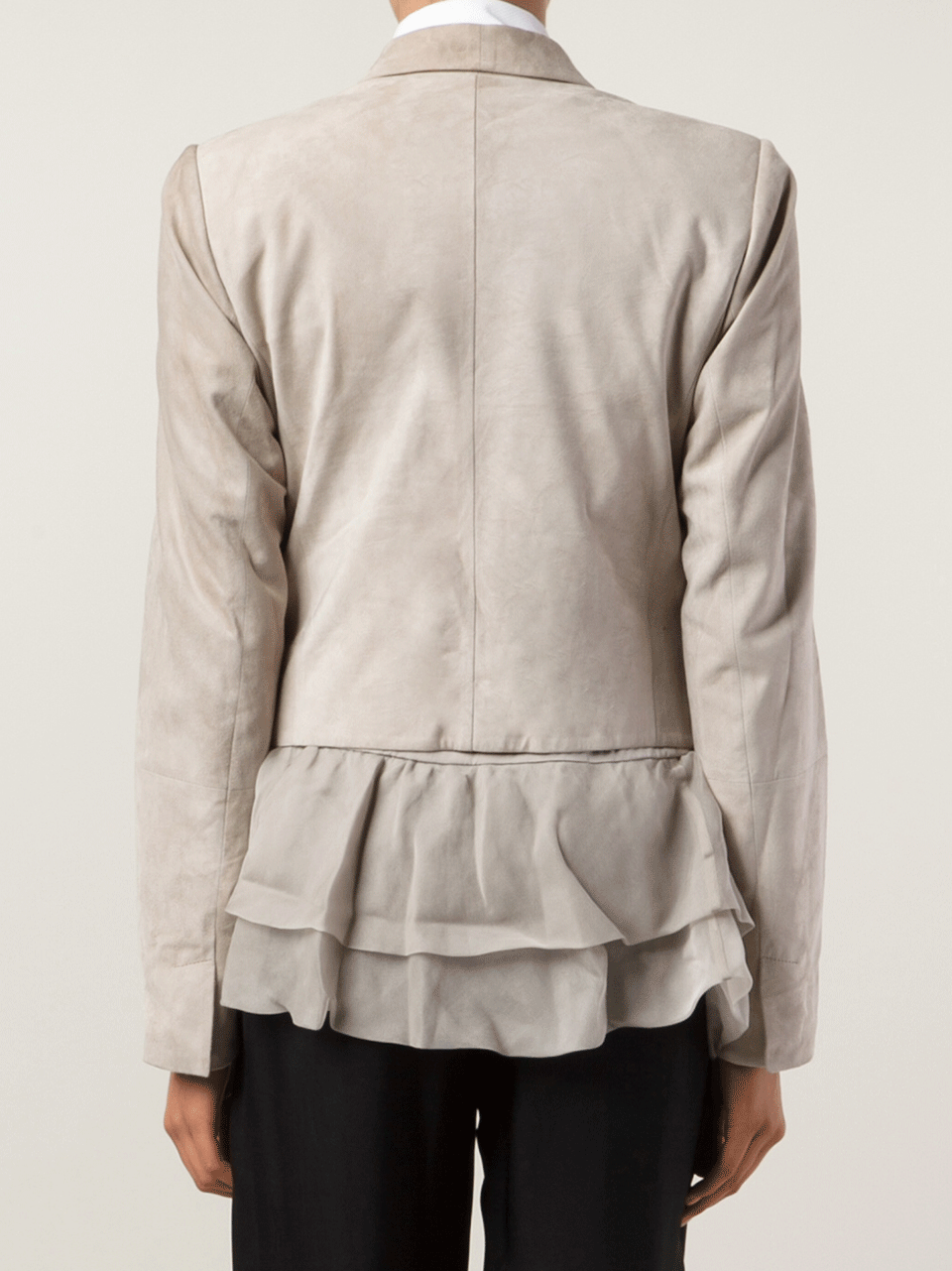 BRUNELLO CUCINELLI-Organza Ruffle Suede Blazer-