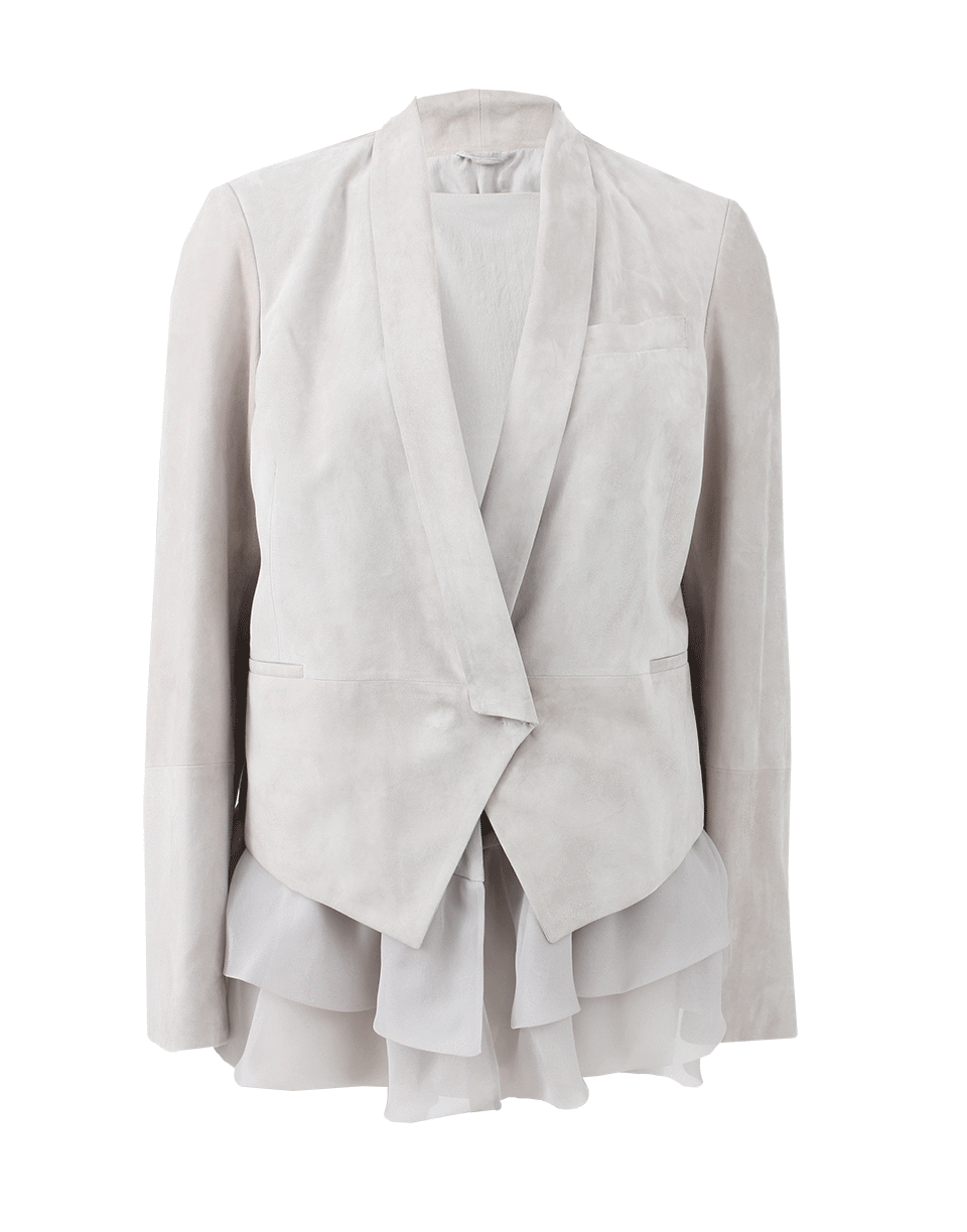 BRUNELLO CUCINELLI-Organza Ruffle Suede Blazer-