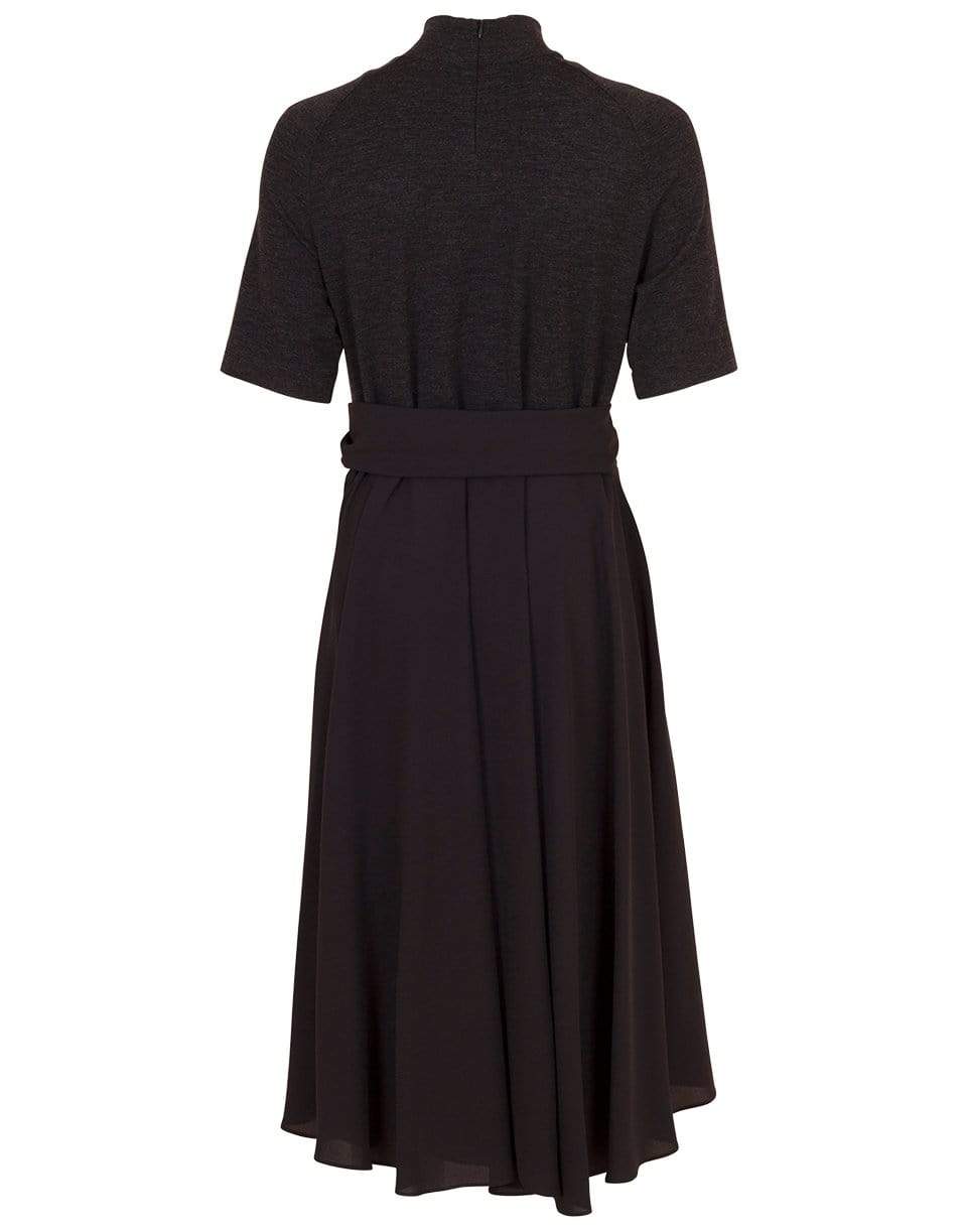 BRUNELLO CUCINELLI-Mixed Media Wrap Dress-ANTHRACI