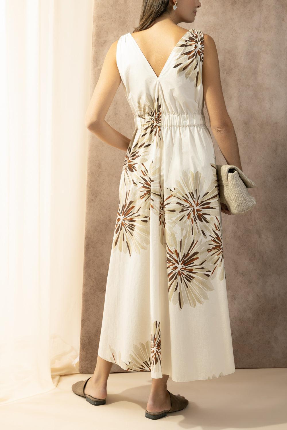 Abstract Dahlia Dress-BROWN-XS-CLOTHINGDRESSCASUAL-BRUNELLO CUCINELLI