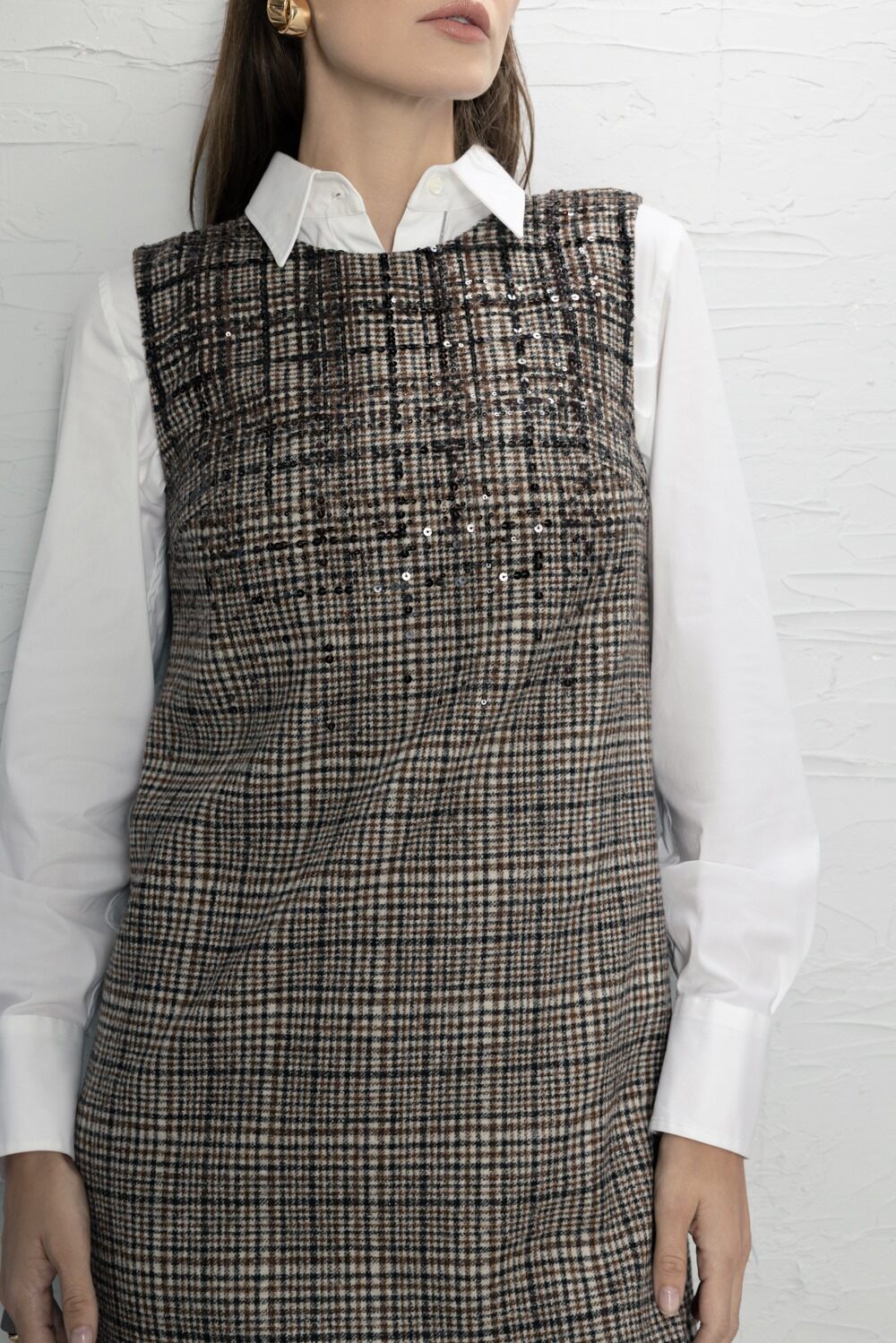 Pailette Mini Dress-BROWN-XS-CLOTHINGDRESSCASUAL-BRUNELLO CUCINELLI