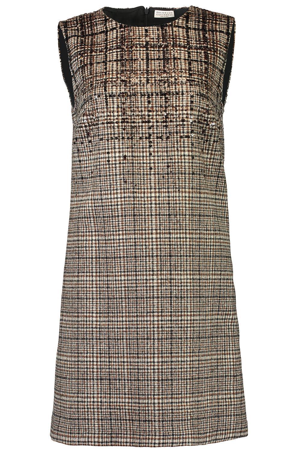 Pailette Mini Dress-BROWN-XS-CLOTHINGDRESSCASUAL-BRUNELLO CUCINELLI
