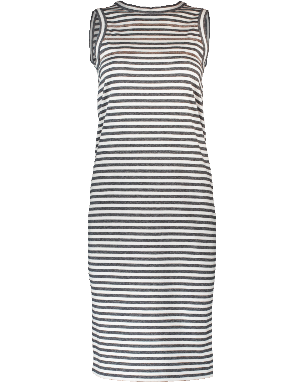 BRUNELLO CUCINELLI-Jersey Striped Midi Dress-