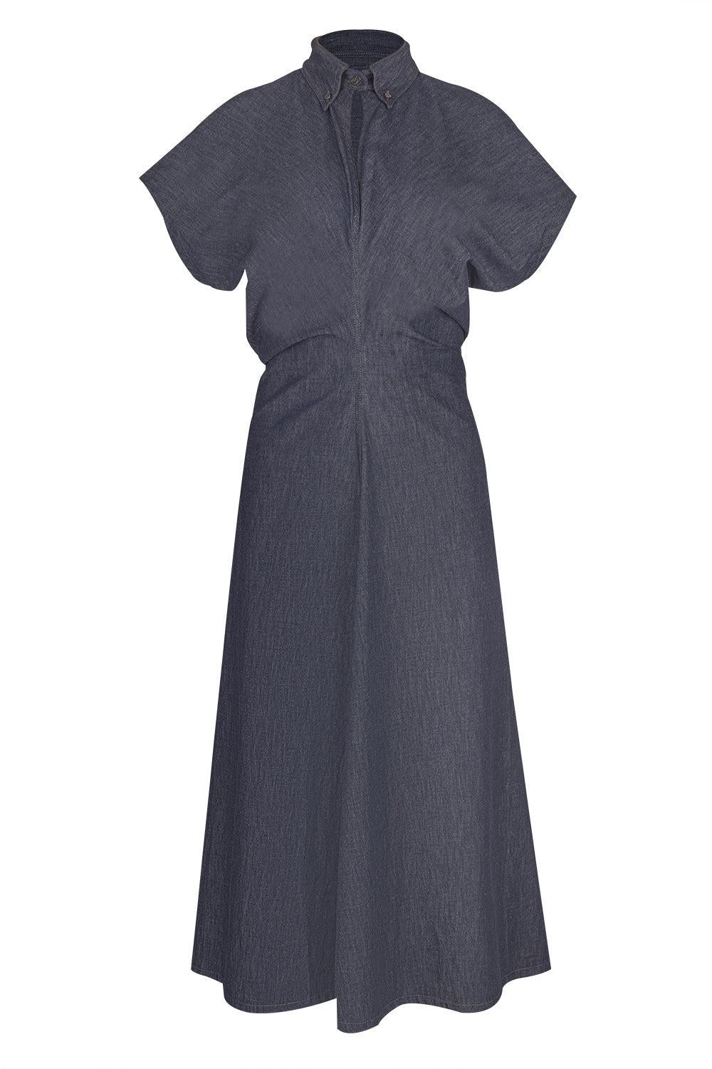 Monili Collar No Fade Dress-DENIM-S-CLOTHINGDRESSCASUAL-BRUNELLO CUCINELLI