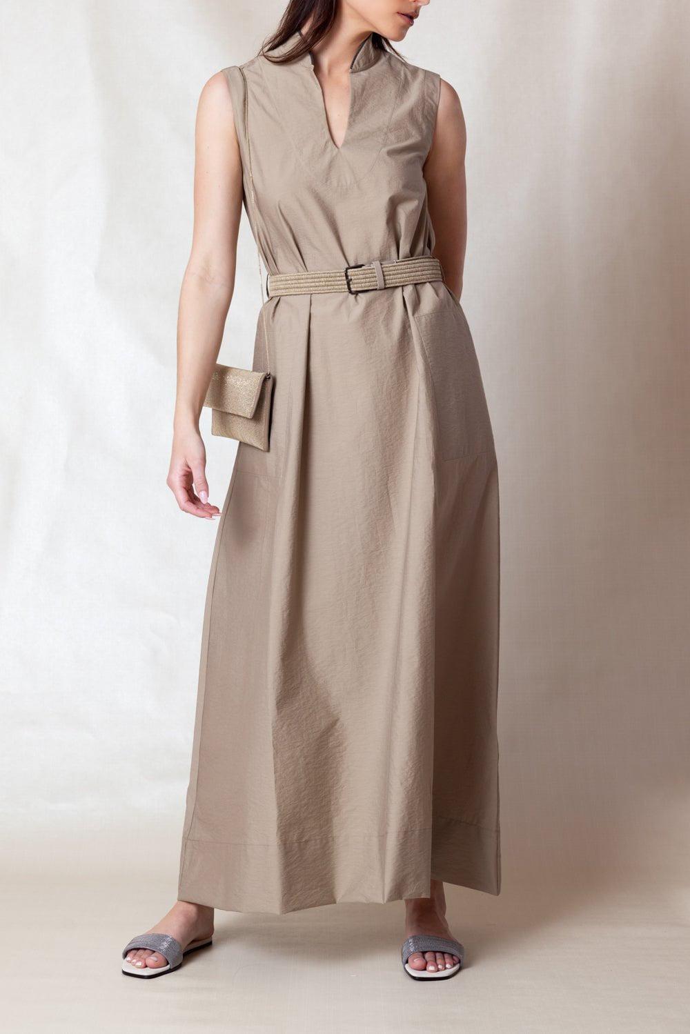 BRUNELLO CUCINELLI-Monili Collar Maxi Dress-