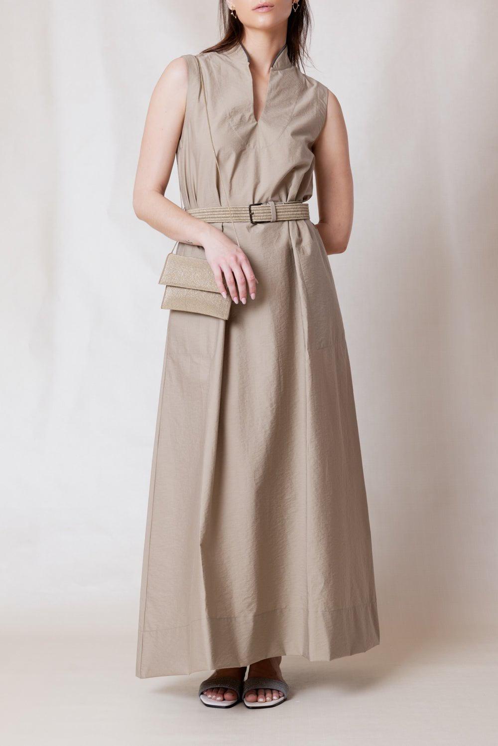 BRUNELLO CUCINELLI-Monili Collar Maxi Dress-