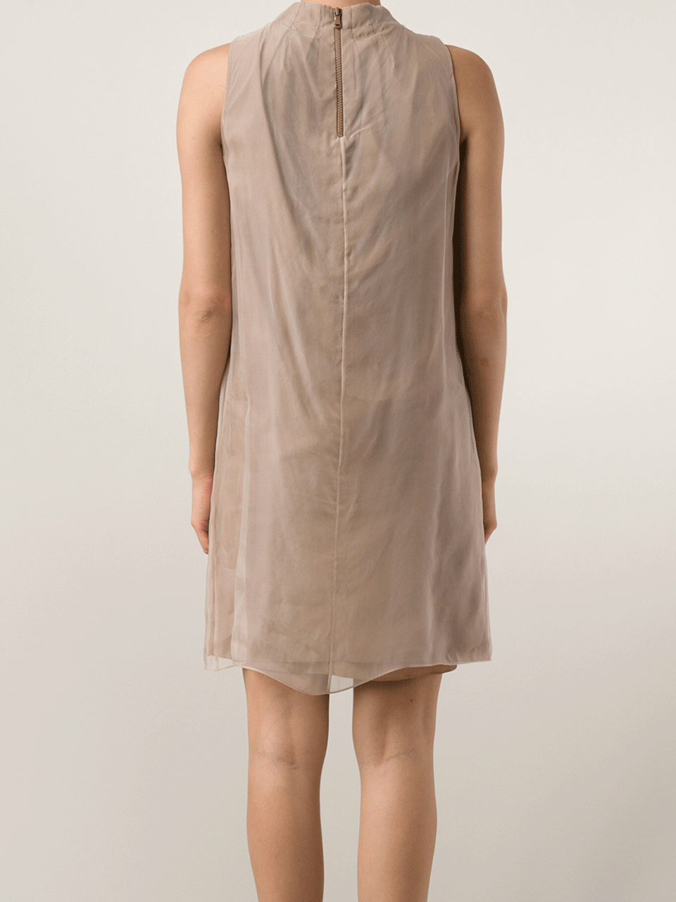 BRUNELLO CUCINELLI-Poplin Gathered Neck Dress-