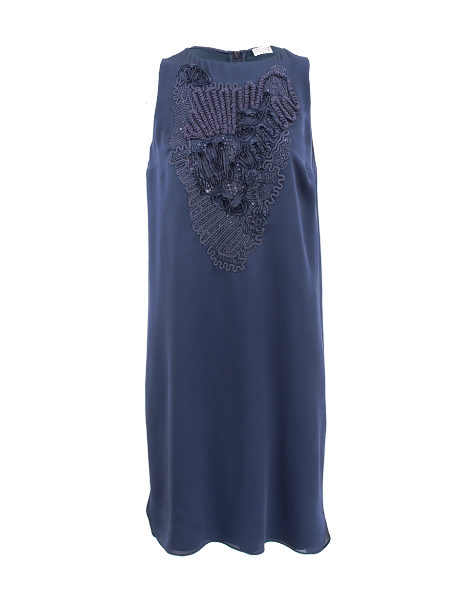 BRUNELLO CUCINELLI-Sleeveless Three Dimensional Crepe Dress-