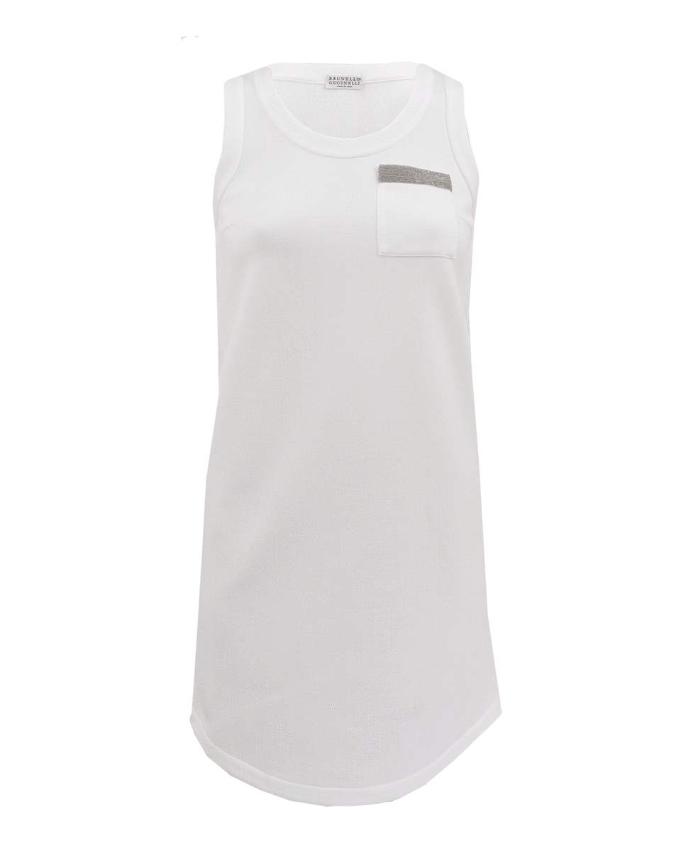 BRUNELLO CUCINELLI-Sleeveless Cotton Dress With Monili Trim-