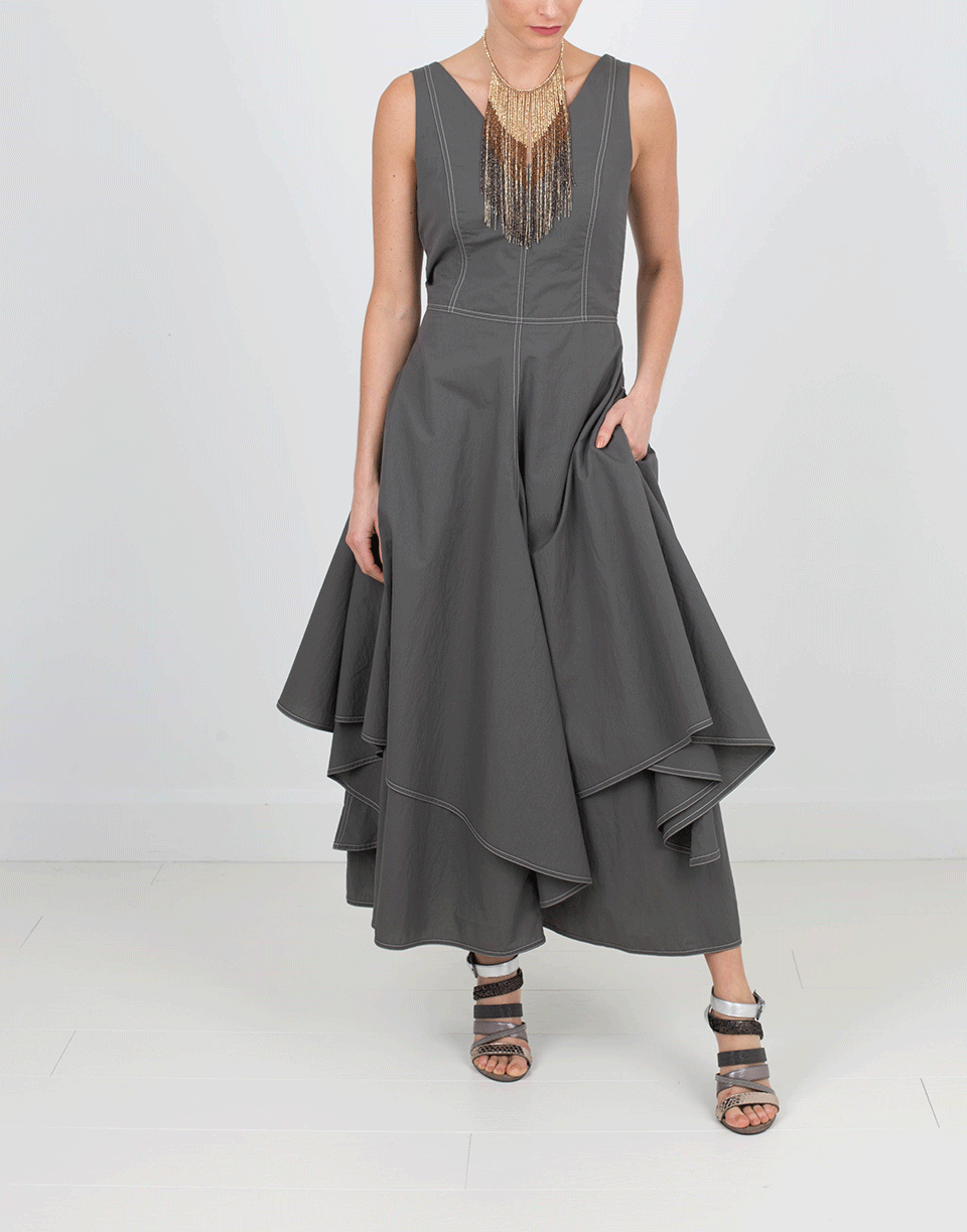BRUNELLO CUCINELLI-Dress With Asymmetrical Layered Skirt-