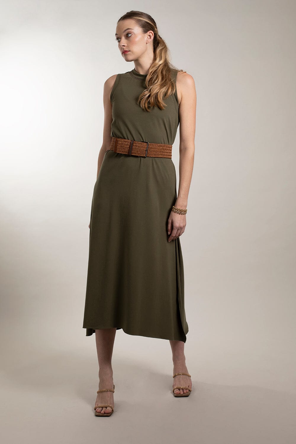 BRUNELLO CUCINELLI-Cotton Jersey Midi Tank Dress-
