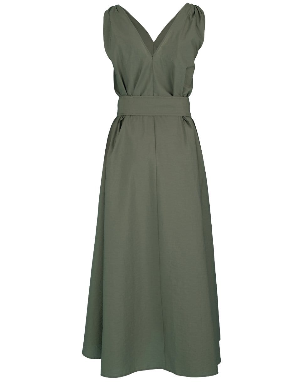 BRUNELLO CUCINELLI-Military Sleeveless Belted Poplin Dress-