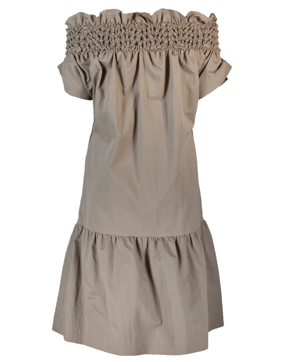 BRUNELLO CUCINELLI-Off Shoulder Canvas Dress-