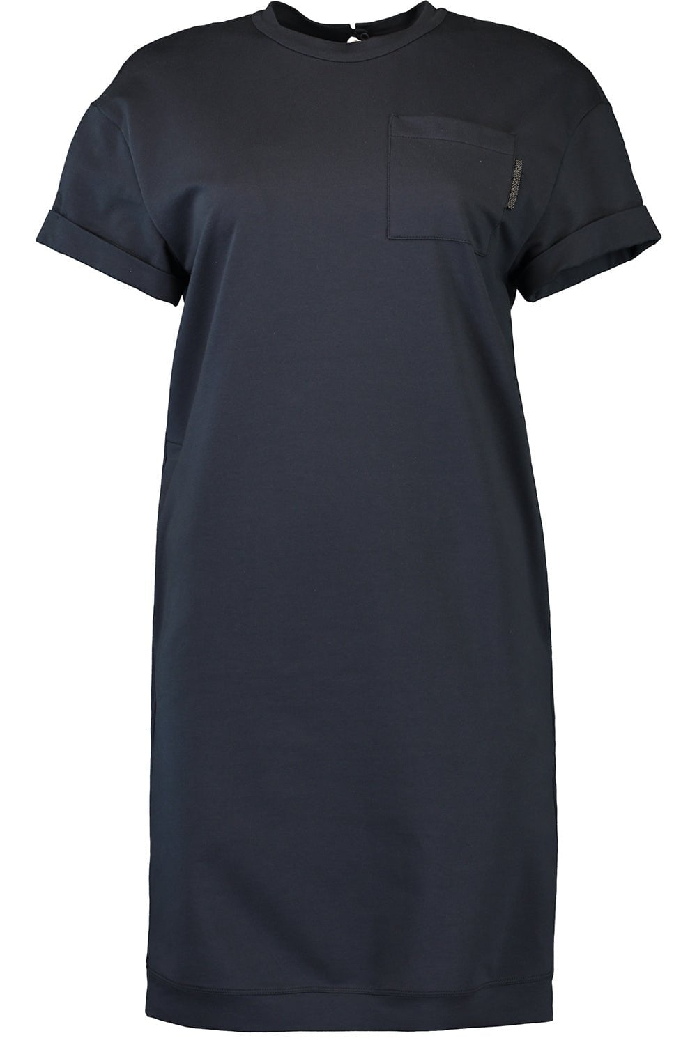 BRUNELLO CUCINELLI-Monili Trim Pocket T-Shirt Dress-