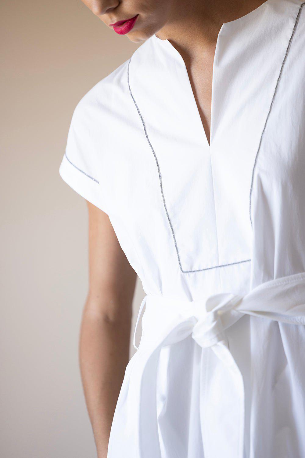 BRUNELLO CUCINELLI-Monili Trim Belted Dress-