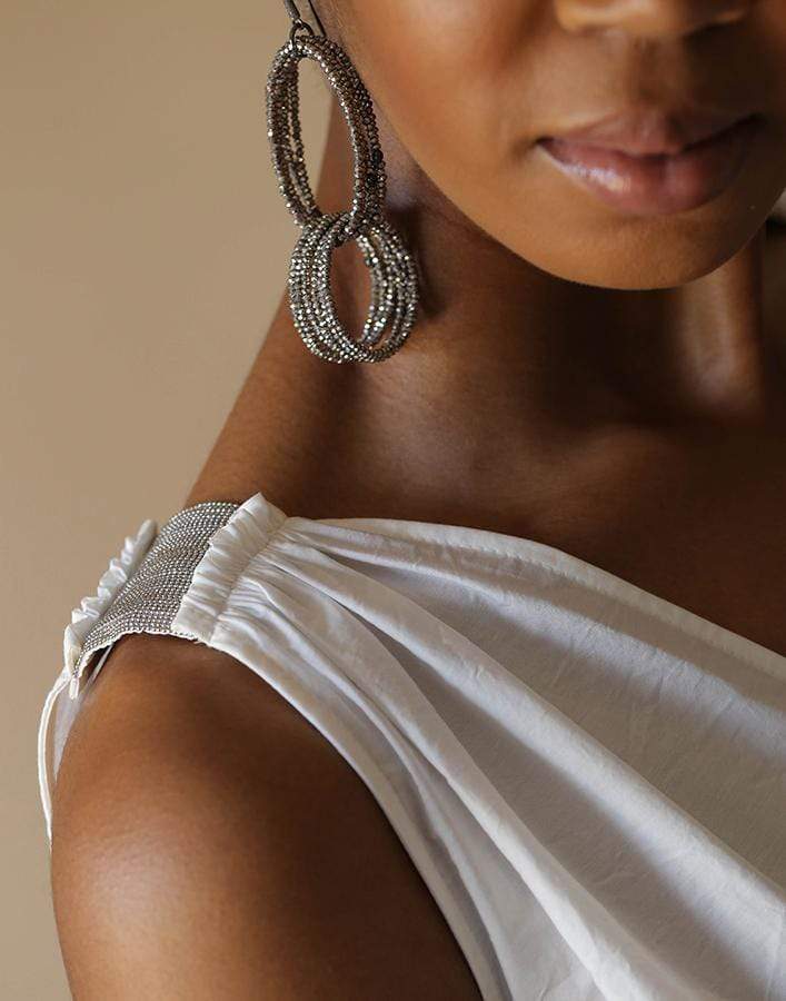 BRUNELLO CUCINELLI-Natural Sleeveless Belted Poplin Dress-