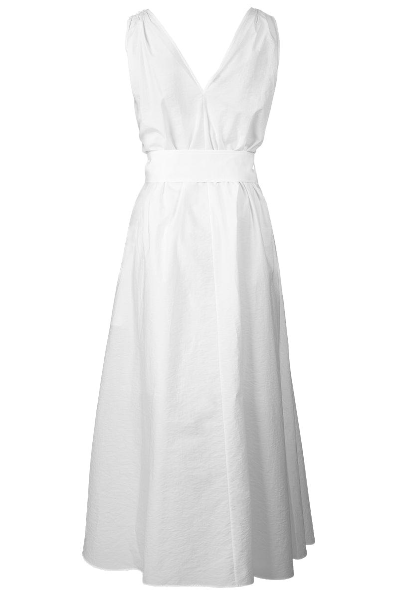 BRUNELLO CUCINELLI-Sleeveless Poplin Belted Dress - Natural-