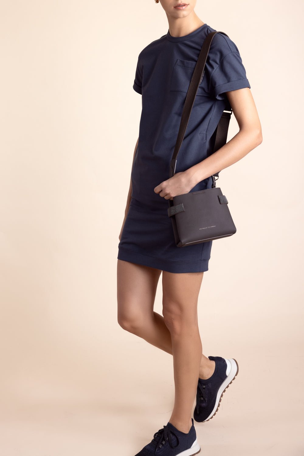 BRUNELLO CUCINELLI-Monili Trim Pocket T-Shirt Dress-