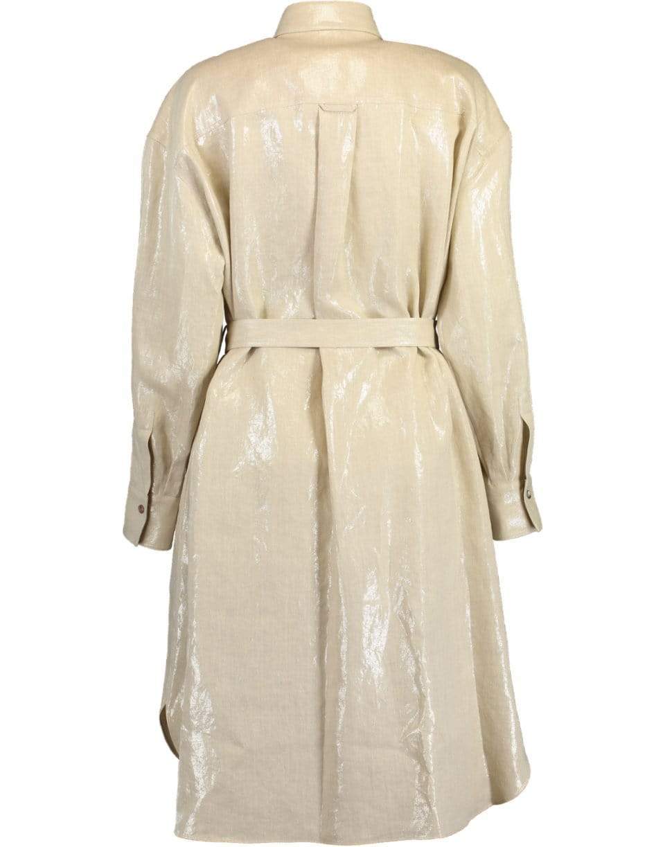 BRUNELLO CUCINELLI-Linen Belted Button Up Shirt Dress-