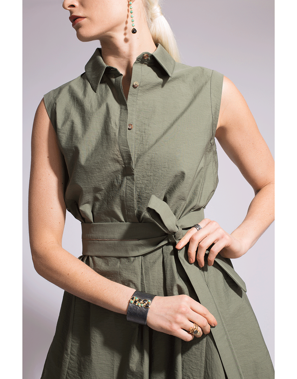 BRUNELLO CUCINELLI-Crinkle Monili Belted Dress-
