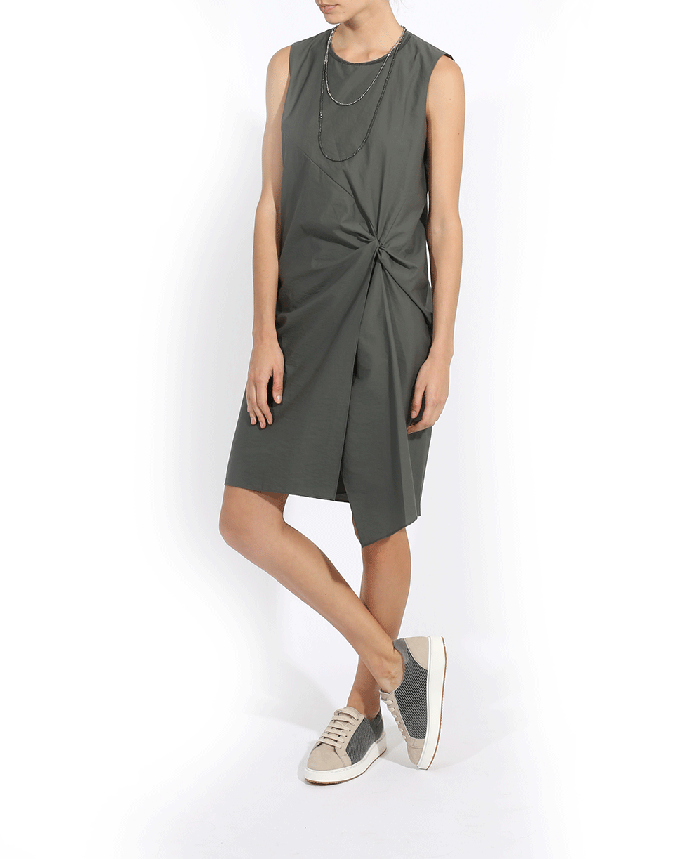 BRUNELLO CUCINELLI-Monili Neck Crinkle Dress-