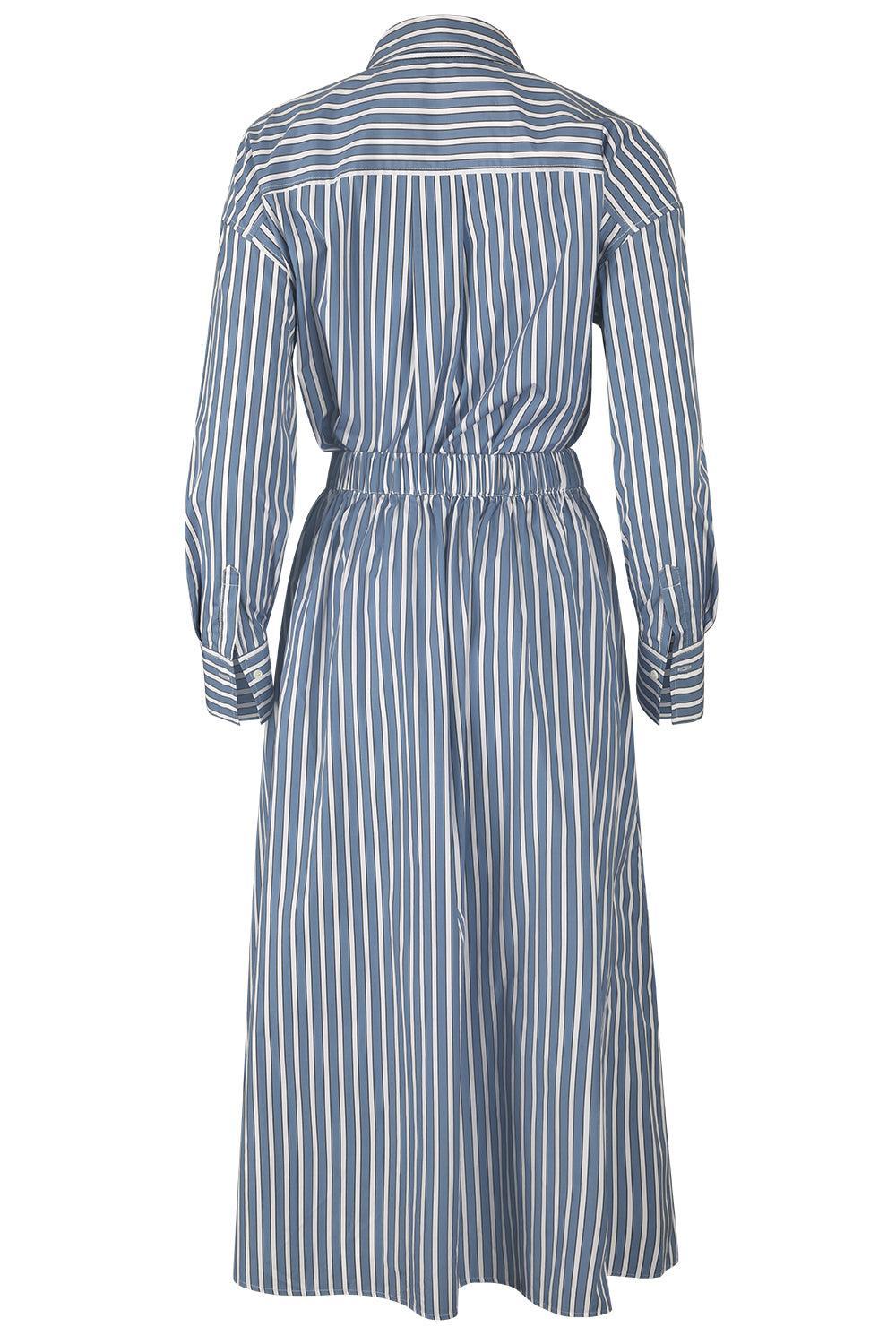 Wide Stripe Skirt Overlay Shirt Dress-STRIPE-XS-CLOTHINGDRESSCASUAL-BRUNELLO CUCINELLI